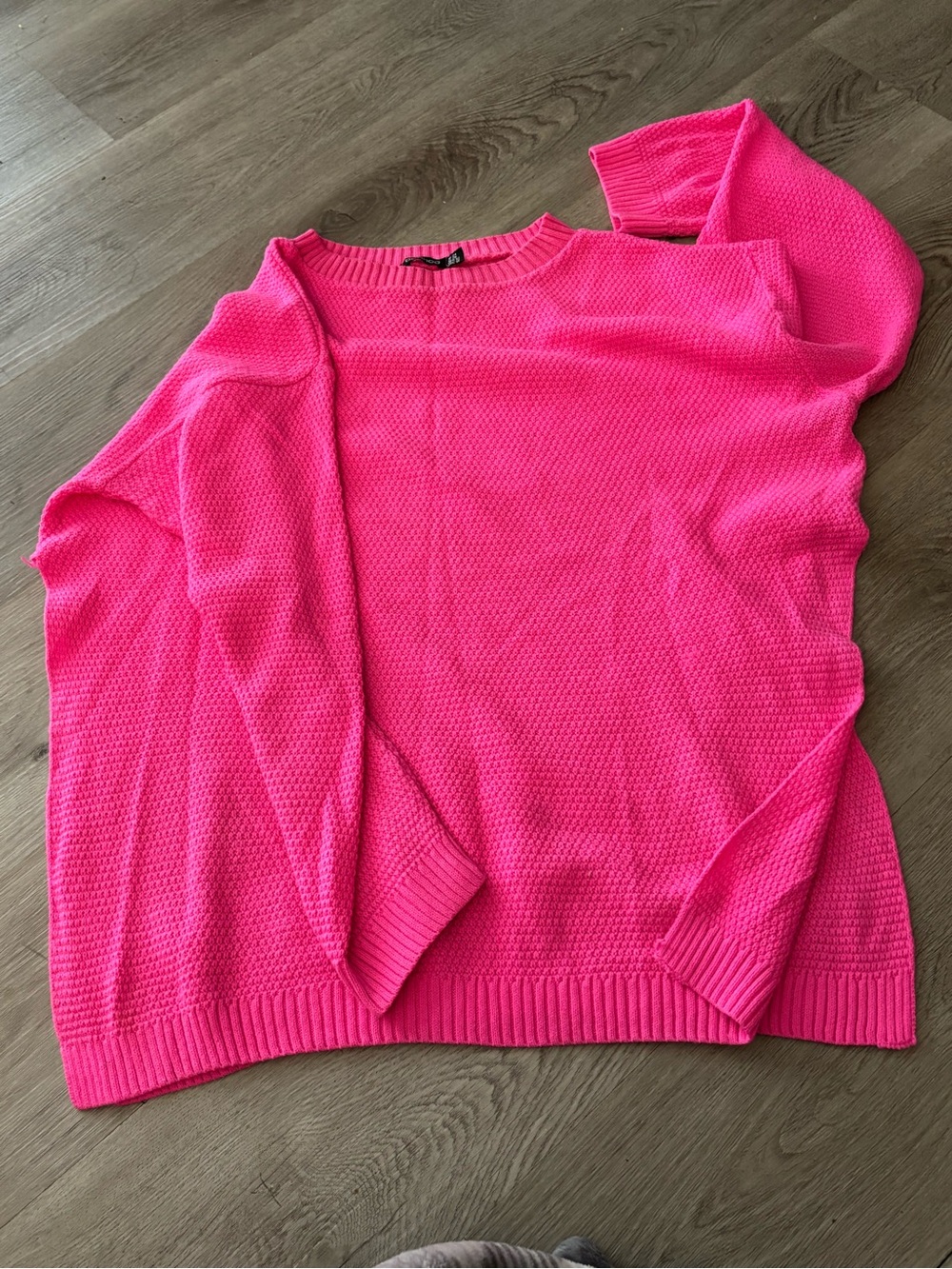 Boohoo Hot Pink Scoop Neck Knit Sweater